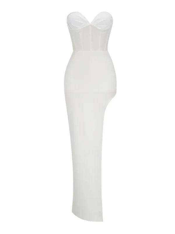 Strapless Mesh Splicing Designer Party Dresses