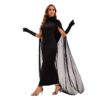 565302654 Halloween Vampire Witch Costume with Cloak Tulle Cape Ghost Witch Dress for Party