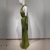 Elegant backless sequined green elegant bodycon floor length party dress