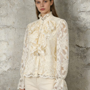 Retro 3D Floral Lace Long-Sleeved Shirt