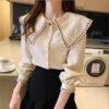 Relaxed-fit Doll-collar Blouse For Women Featuring A Casual Fit Inspired By Designer Styles