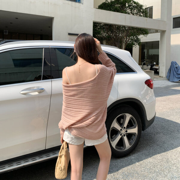 Lazy Chic Cut-Out Asymmetrical Sleeve Long Sleeve Knit Top for Women