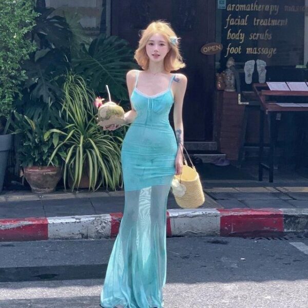 Feminine Resort Style Pattern Type Strapless Dress