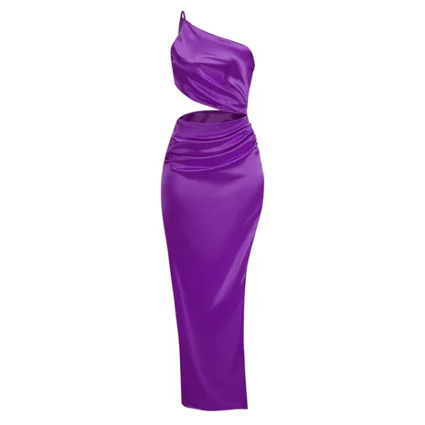 One-Shoulder Sleeveless High Split Nigh Club Party Dress