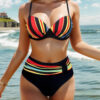 New Color Striped Swimsuit Printed Bikini Split Swimsuit For Women