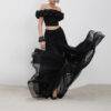 Pure Black Ball Gown High-End Formal Dress Women's Summer Strapless Waist-Cut Top Long Skirt Unique Set