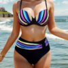 New Color Striped Swimsuit Printed Bikini Split Swimsuit For Women
