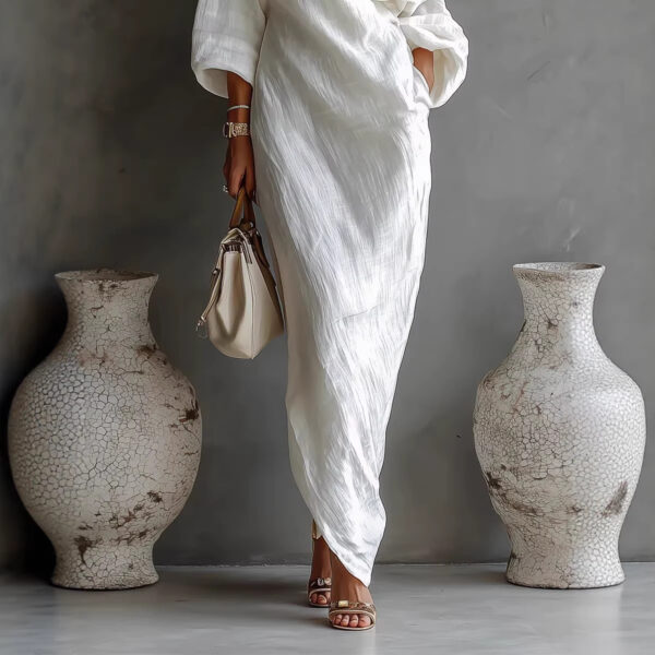 Irregular Off-shoulder Long Dress Fashion Elegant Long-sleeved Dresses Women's Beach Vacation Clothing