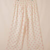White Polka Dot Print Patched Pocket Loose Pants