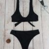 Solid Chest Knotted Split Swimsuit For Women