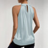 Womens Solid-color Off-shoulder Halter Top With Tie-up Detail