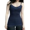 Lace-patchwork Buttoned Small V-neck Camisole