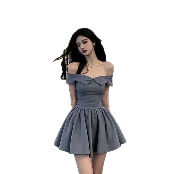 Female Casual French Design Strapless One Shoulder Dress