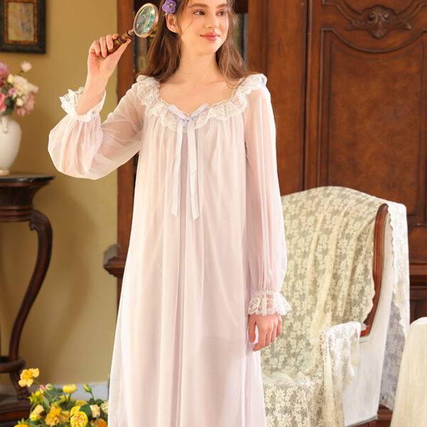 Womens SpringAutumn Loungewear Princess-Style Pajamas With Long Sleeves For Women