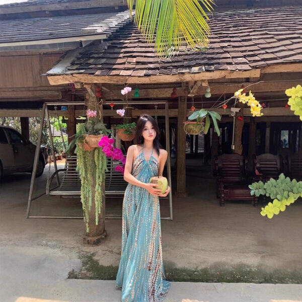 Bohemian Retro Strapless Backless Maxi Dress for Women