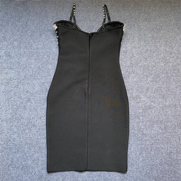 Open back V-strap with diamond embellishments party dress