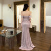 One shoulder glitter party dress with wrapped buttocks for women