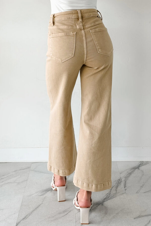 99127645-62ba5c85749fdce1.jpg Apricot Solid Color Seamed Center Wide Leg Cropped Jeans