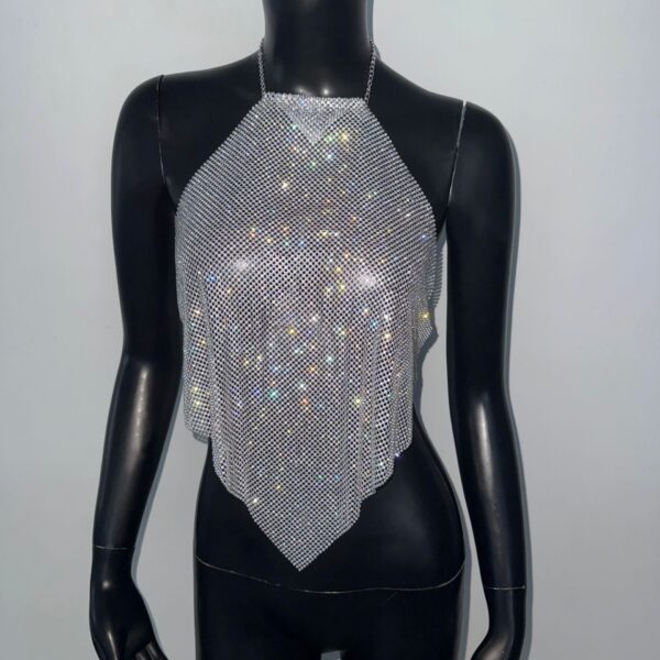 Metal Sequins Full Diamond Camisole Party Hot Girl Halter Vest