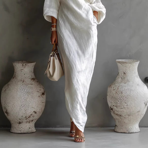 Irregular Off-shoulder Long Dress Fashion Elegant Long-sleeved Dresses Women's Beach Vacation Clothing