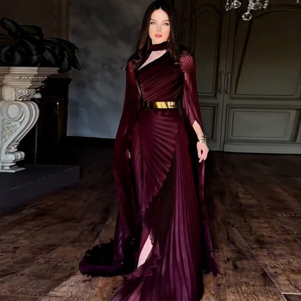 Shawl Split Graceful Formal Belt Dress