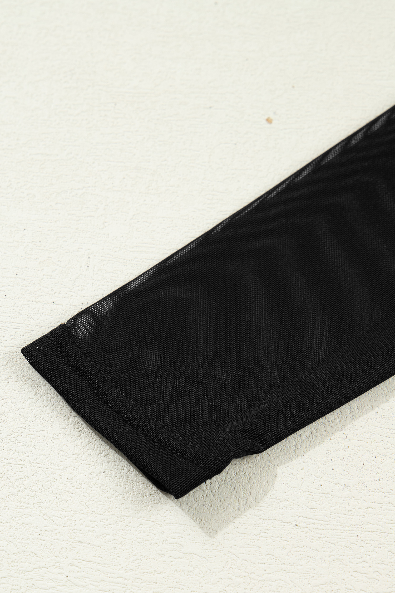 Black Sheer Mesh Patchwork High Neck Long Sleeve Top - Image 7