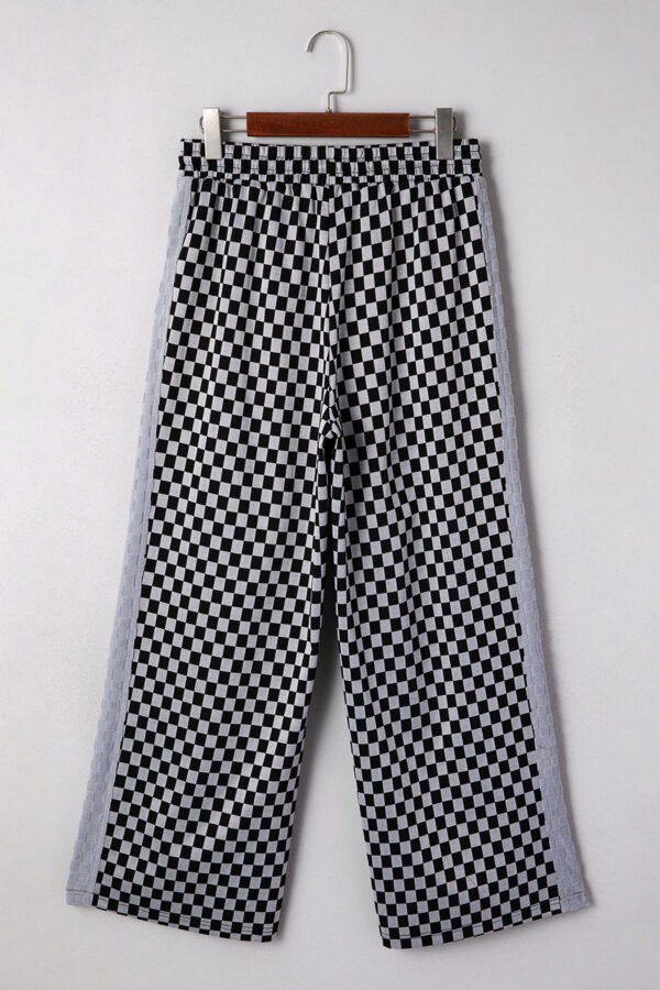 99128542-69a56a89bd0e0fc3.jpg White Checkerboard Drawstring Waist Casual Pants