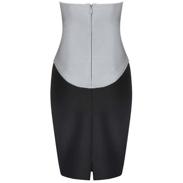 Chic Color Block Bandage Strapless Sleeveless Celebrity Party Club Dress