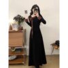 564075537 French Style Long Sleeve Fitted and Slimming Midi Dress for Women