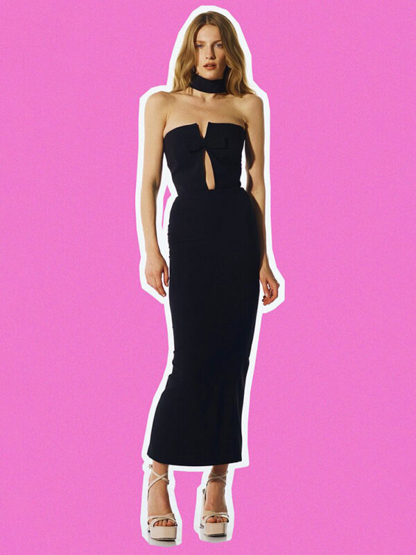 565302453 Sexy Stylish Bow Choker Key Hole Design Bodycon Club Evening Party Dress