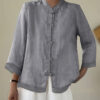Chinese-style Patchwork Button-Placket Cropped-Sleeve Loose-fit Retro Chinese-style Shirt
