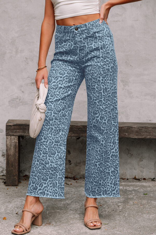 99128009-6a893d82da8f5883.jpg Rose Leopard Frayed Edge Wide Leg High Waist Jeans