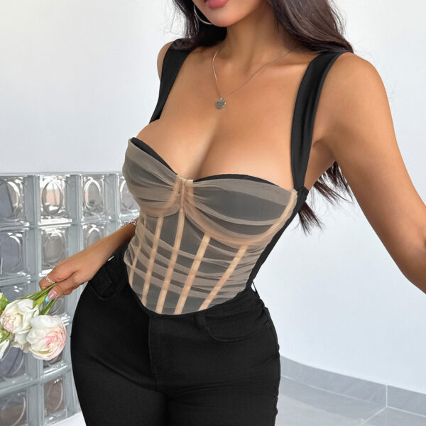 Contrast-color Padded Underwire Bra Vest