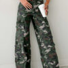 Green Camo Cargo Wide Leg Pants
