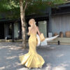 French Style Yellow Strap Dress for Women