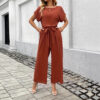 71e5a8e8-df34-43d2-acda-44128b5b84b0.jpg Women's Fashion Solid Color With Belt Round Neck Jumpsuit