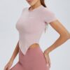 Yoga T-shirt Women Short Sleeve Round Neck Slim Running Blouse
