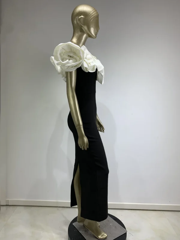 Bandage dress white large flower long dress