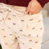 Apricot Bow Print Drawstring Elastic Waist Loose Corduroy Pants