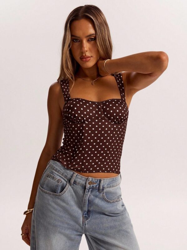 Polka-dot Printed Underwire Camisole For Parties And Dates