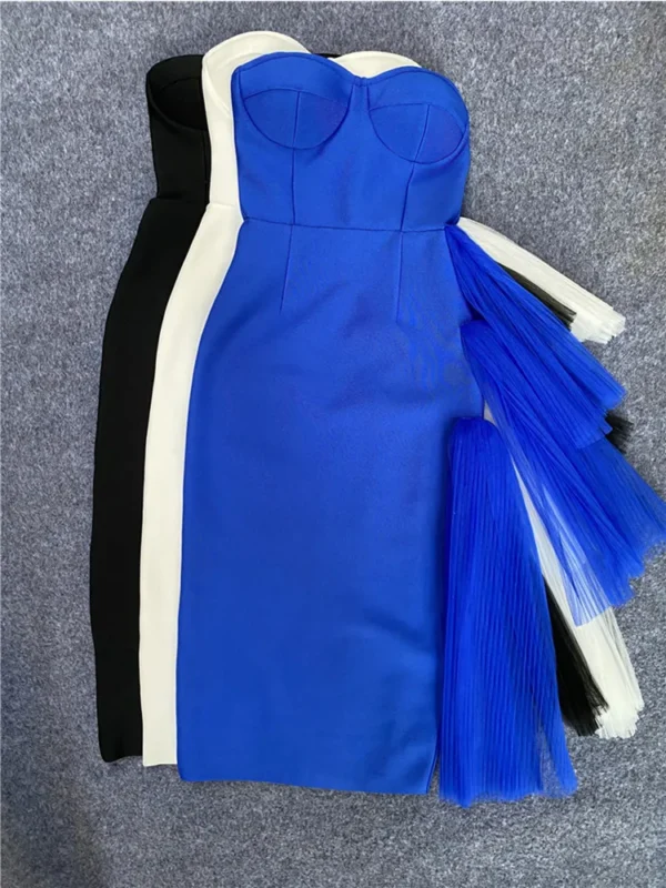 565302812 Off the Shoulder Ruffles Bodycon Mid-calf Dress