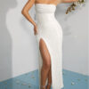 564074841 Elegant Strapless Slit Evening Dress for Party and Red Carpet Women's Formal Dress