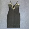 Open back V-strap with diamond embellishments party dress