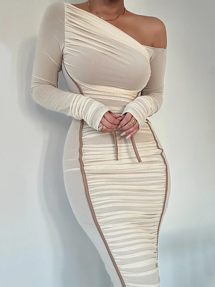diagonal-collar-long-sleeve-midi-dress