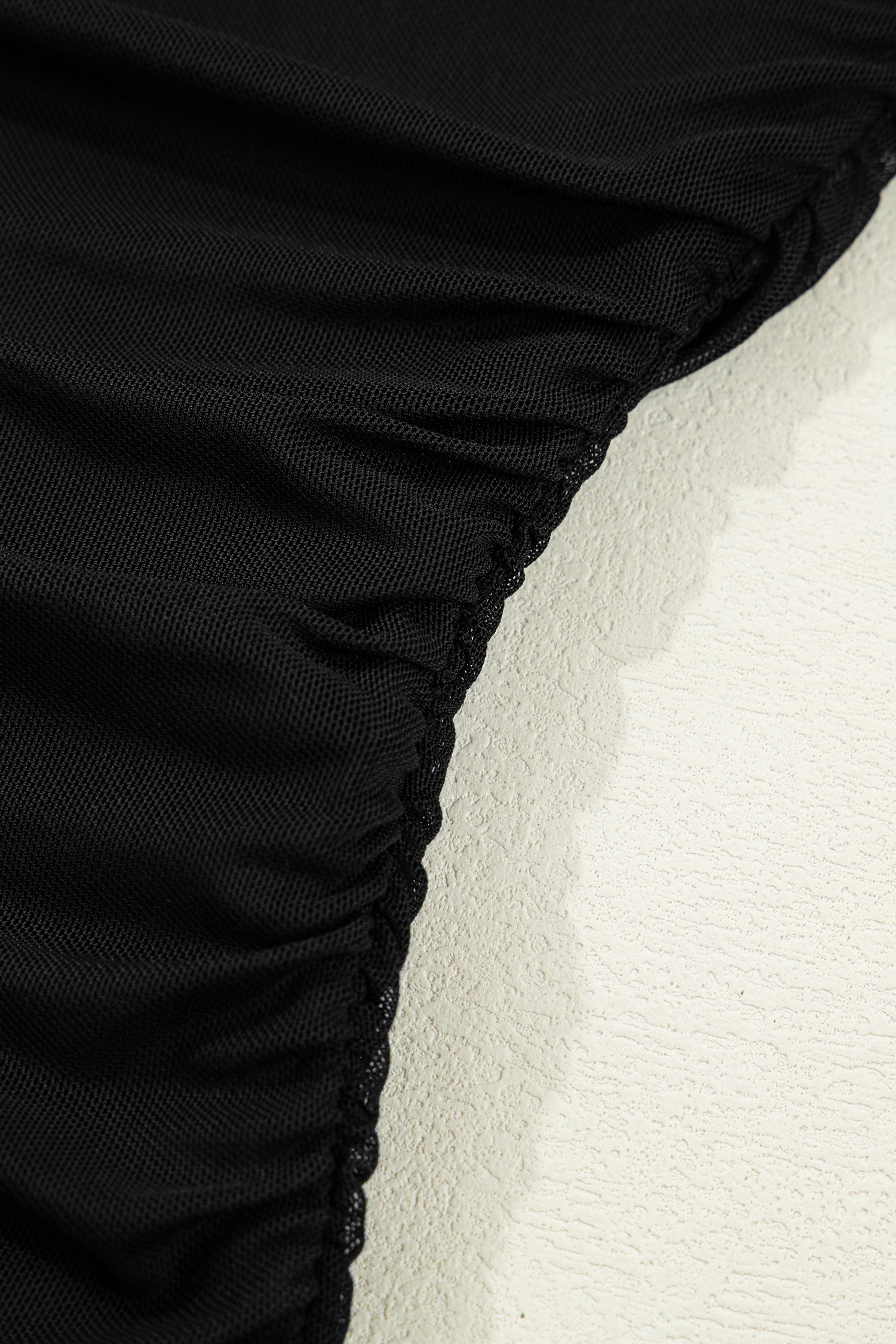 Black Sheer Mesh Patchwork High Neck Long Sleeve Top - Image 10