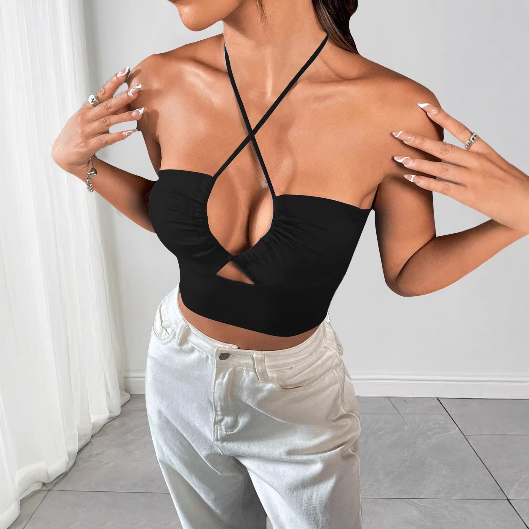 womens-strap-drawstring-tank-top-slim-fit-cropped-design