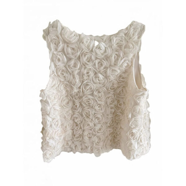 Sleeveless French 3D Rose Tank Top