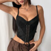 Womens Lace-Up Fishtail Underwire Camisole