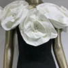Bandage dress white large flower long dress