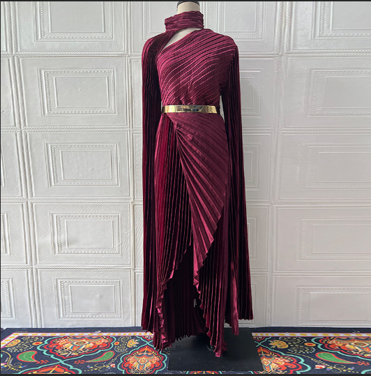 Shawl Split Graceful Formal Belt Dress